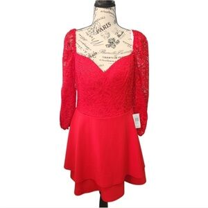 Elegant Red Lace Women's Dress